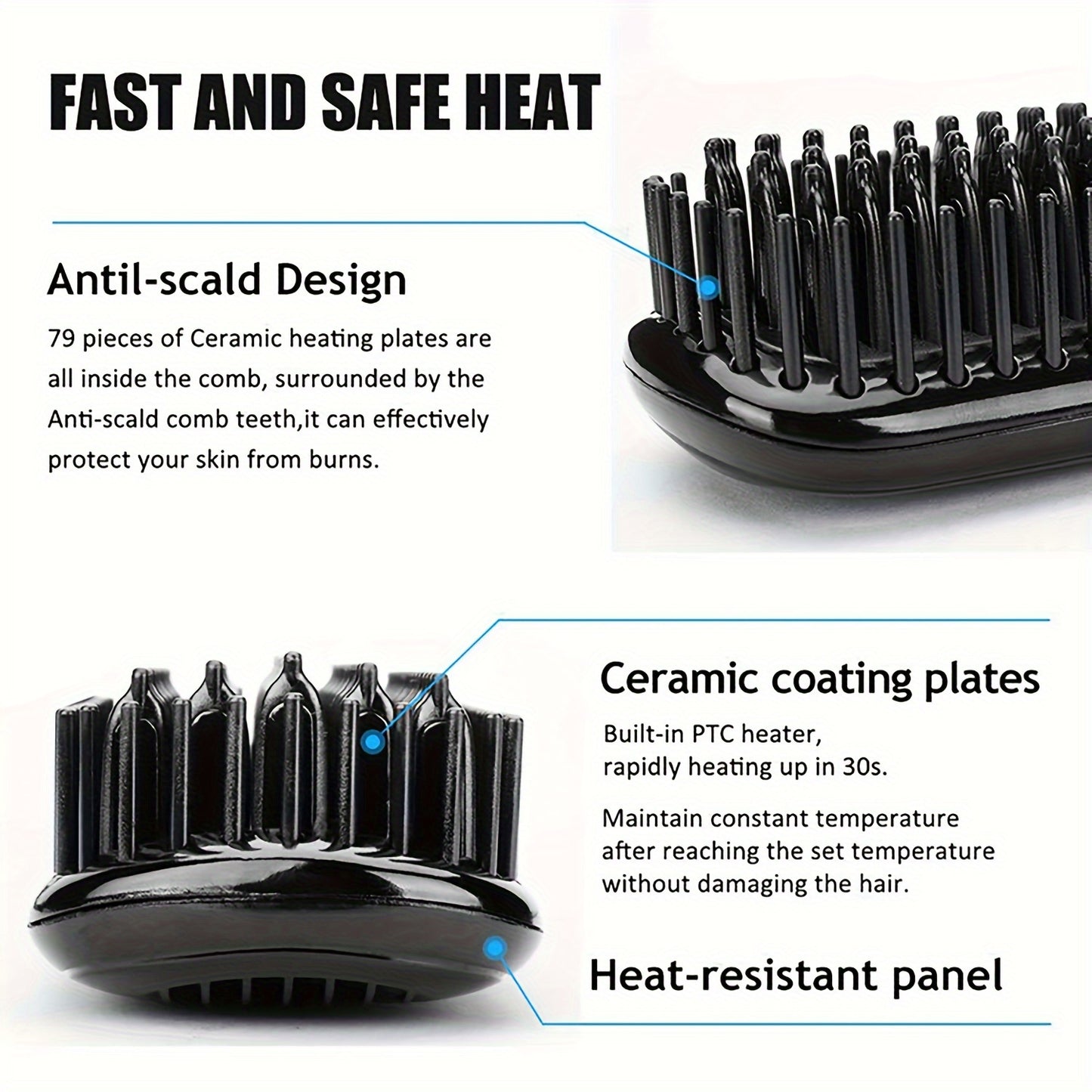 3-in-1 Electric Hot Comb Straightener | Fast-Heating & Anti-Scald | Sleek Hair Brush for All Hair Types & Wigs | Ideal Gift for Special Occasions