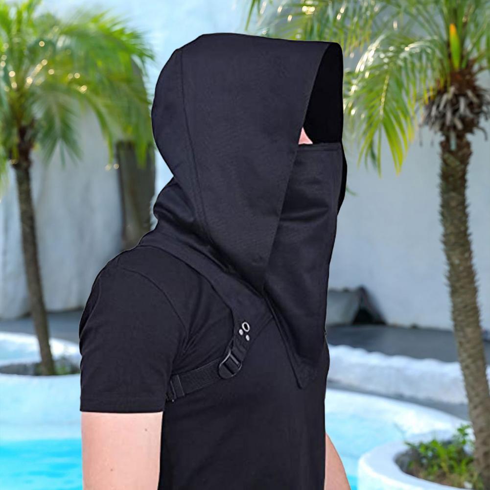 Cyberpunk Cowl Hood Scarf with Adjustable Buckle & Strap - Multi-Functional Medieval Cape, Assassin Hat & Pagan Costume Accessory - Lightweight Durable Fabric for Halloween Cosplay, Themed Events, Stealth & Warmth - Unisex Ad