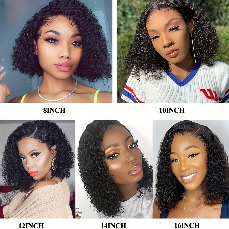 180% Density Brazilian Remy Human Hair Wig with 13x4 Lace Front - Deep Wave Natural Hairline & Pre-Plucked for | Curly Wigs for African Females, Volume & Scalp Coverage, Brazilian Human Hair Wigs