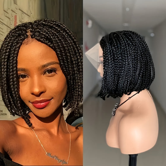 12 Inch Short Kinky Twist Braided Wigs For Women Heat Resistant Crochet Box Braided Wigs African Synthetic Braiding Hair Wigs