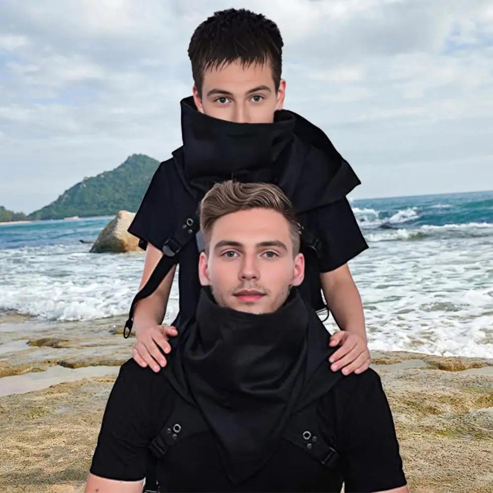 Cyberpunk Cowl Hood Scarf with Adjustable Buckle & Strap - Multi-Functional Medieval Cape, Assassin Hat & Pagan Costume Accessory - Lightweight Durable Fabric for Halloween Cosplay, Themed Events, Stealth & Warmth - Unisex Ad