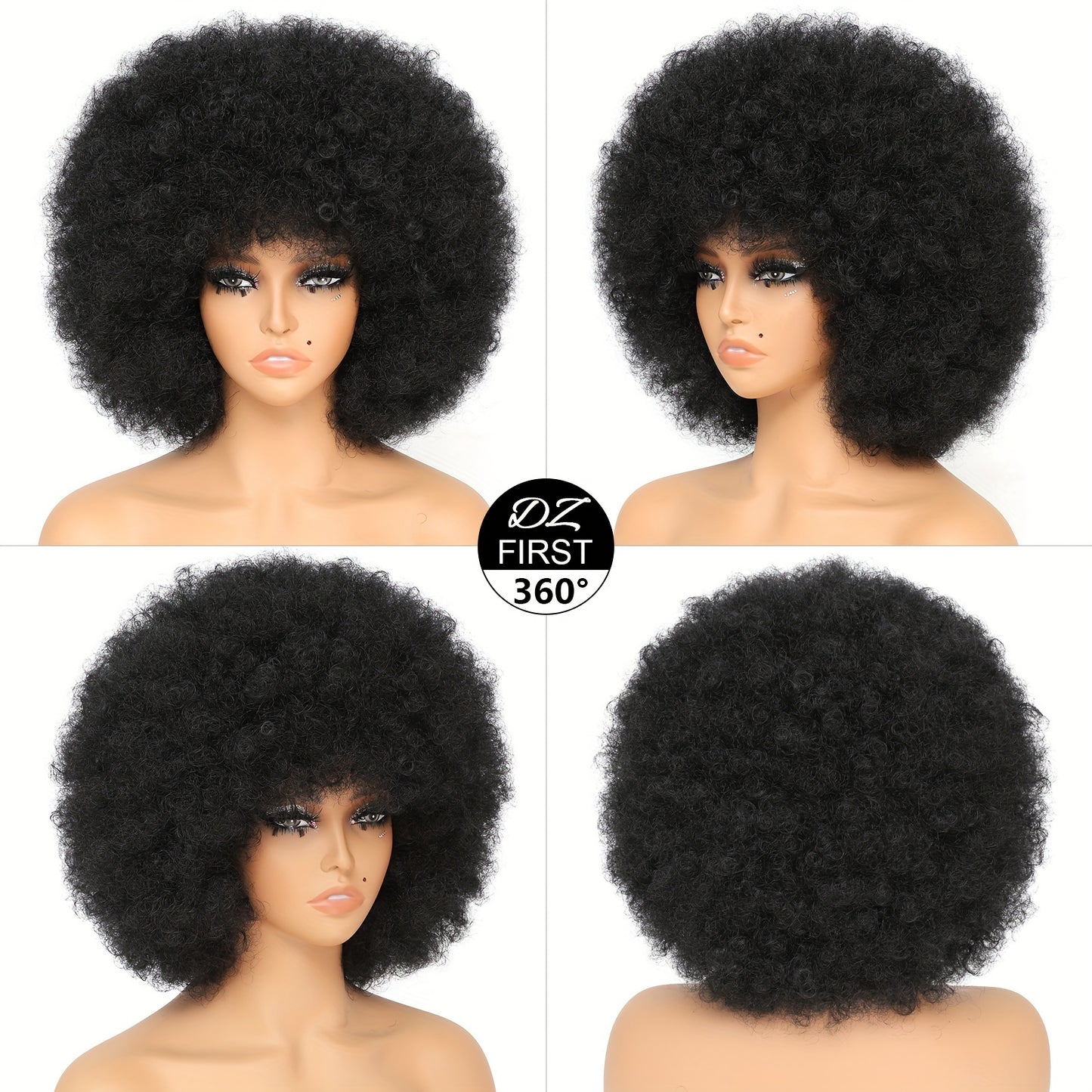 Large Bouncy Afro Kinky Curly Wigs for Party, Cosplay, and Daily Wear - Natural Looking Full Puff Wigs with Soft and Soft Texture