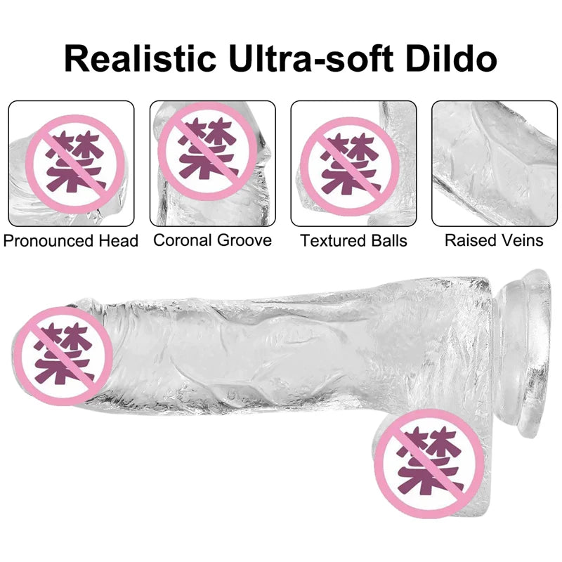 Huge Dildo Erotic Soft Anal Butt Plug Clear Realistic Penis Toy for Adult shop G-spot Massager Masturbators Sex Toys for Women
