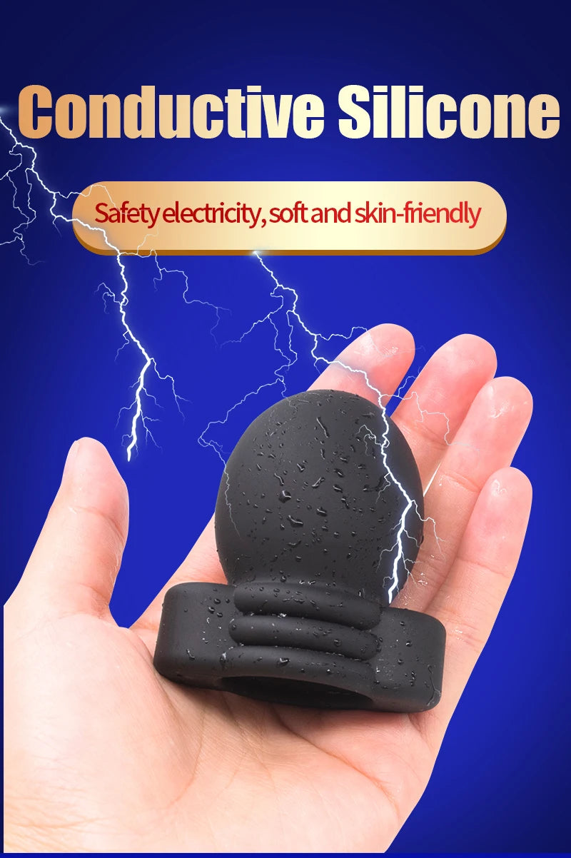 Electro Shock Penis Massager Vibrator Sex Toy for Men Glans Stimulate E-stim Penis Trainer Ring Delayed Ejaculation Penis Sleeve