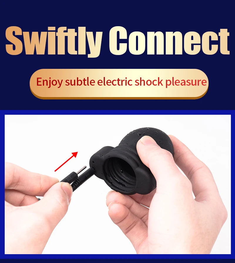 Electro Shock Penis Massager Vibrator Sex Toy for Men Glans Stimulate E-stim Penis Trainer Ring Delayed Ejaculation Penis Sleeve