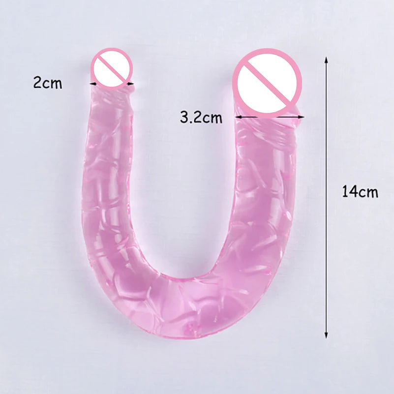 U Double Headed Realistic Dildo Ideal Adult Sex Toy for Women and Lesbians Stimulates Vagina Anus with Lifelike Texture Premium
