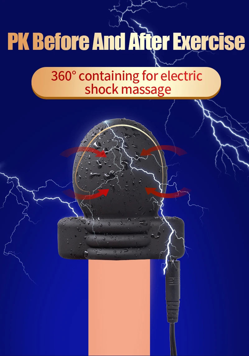 Electro Shock Penis Massager Vibrator Sex Toy for Men Glans Stimulate E-stim Penis Trainer Ring Delayed Ejaculation Penis Sleeve
