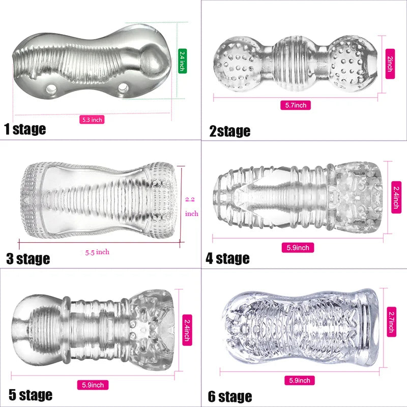 Sex Toys For Men Penis Enlargement Trainer 6 Stage Male Masturbator Pocket Pussy Real Vagina Sex Machine Sexual Toy Adult