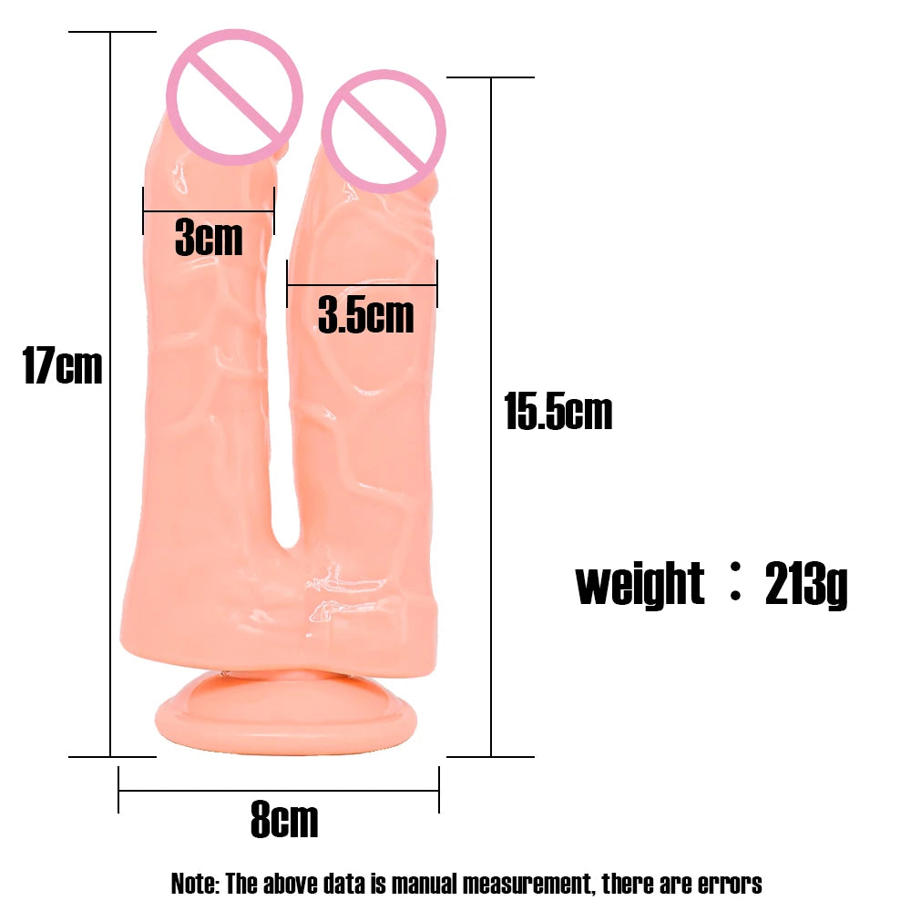 Double Dildos Female Masturbation Double Vagina  Anus Big Penis G-spot Strong Suction Cup,suitable for Female Couples Sex Toy18+
