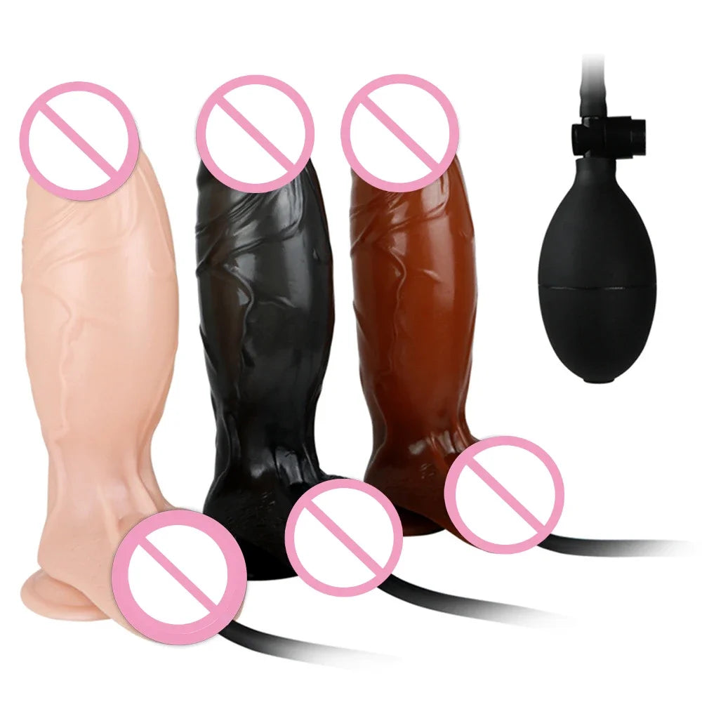 Inflatable Dildos Adjustable Size New Realistic Dildos Erotic Dildo Artificial Penis G-spot Large Anal plug Female masturbation