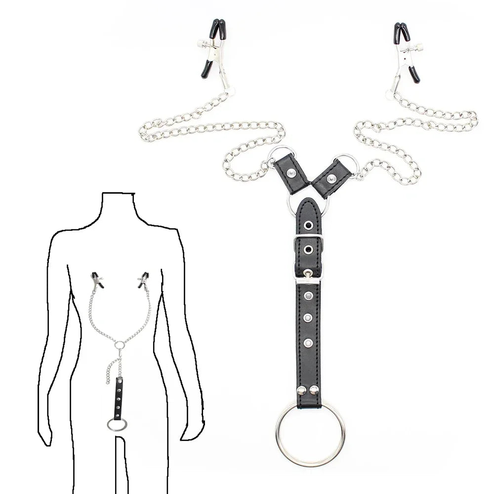 Sex Toys for Man Bdsm Toys Nipple Clamps with Penis Ring Cock Rings Nipple Clip Bondage Restraints Exotic Sex Belt Adult Games