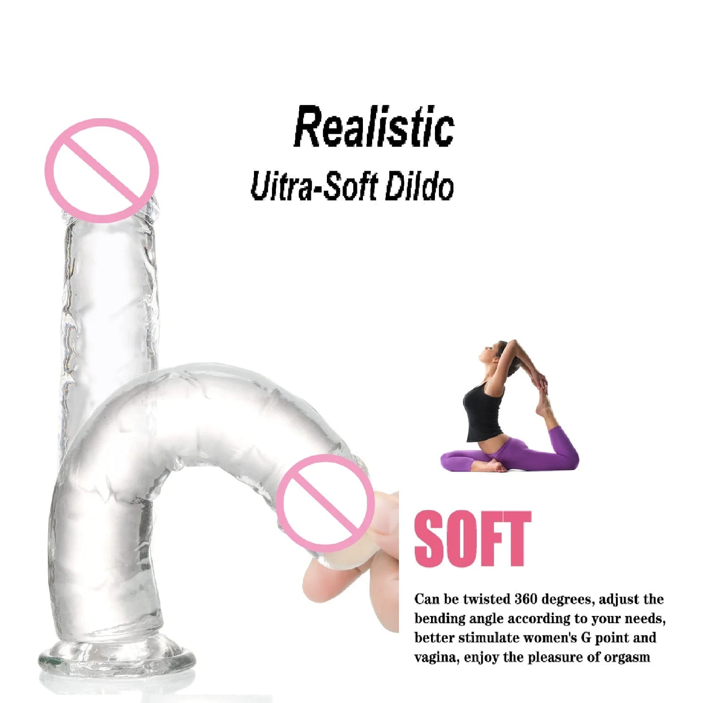 Women Gay Sex Toy ，Dildo for Women，Penis，Cock，Gode，White and Transparent Dildo，Strong Suction Cup，Anal Plug，Easy To Clean，G-spot