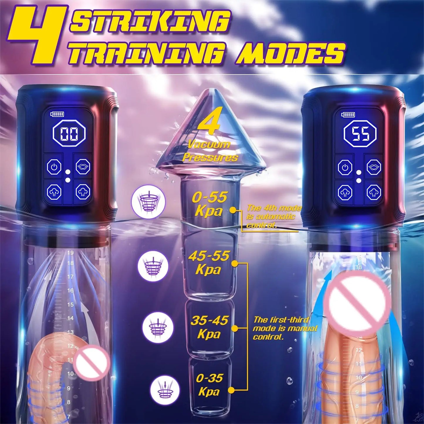 Male sex toy waterproof penis pump - a sex toy penis expander for male erection, an adult toy for male masturbation