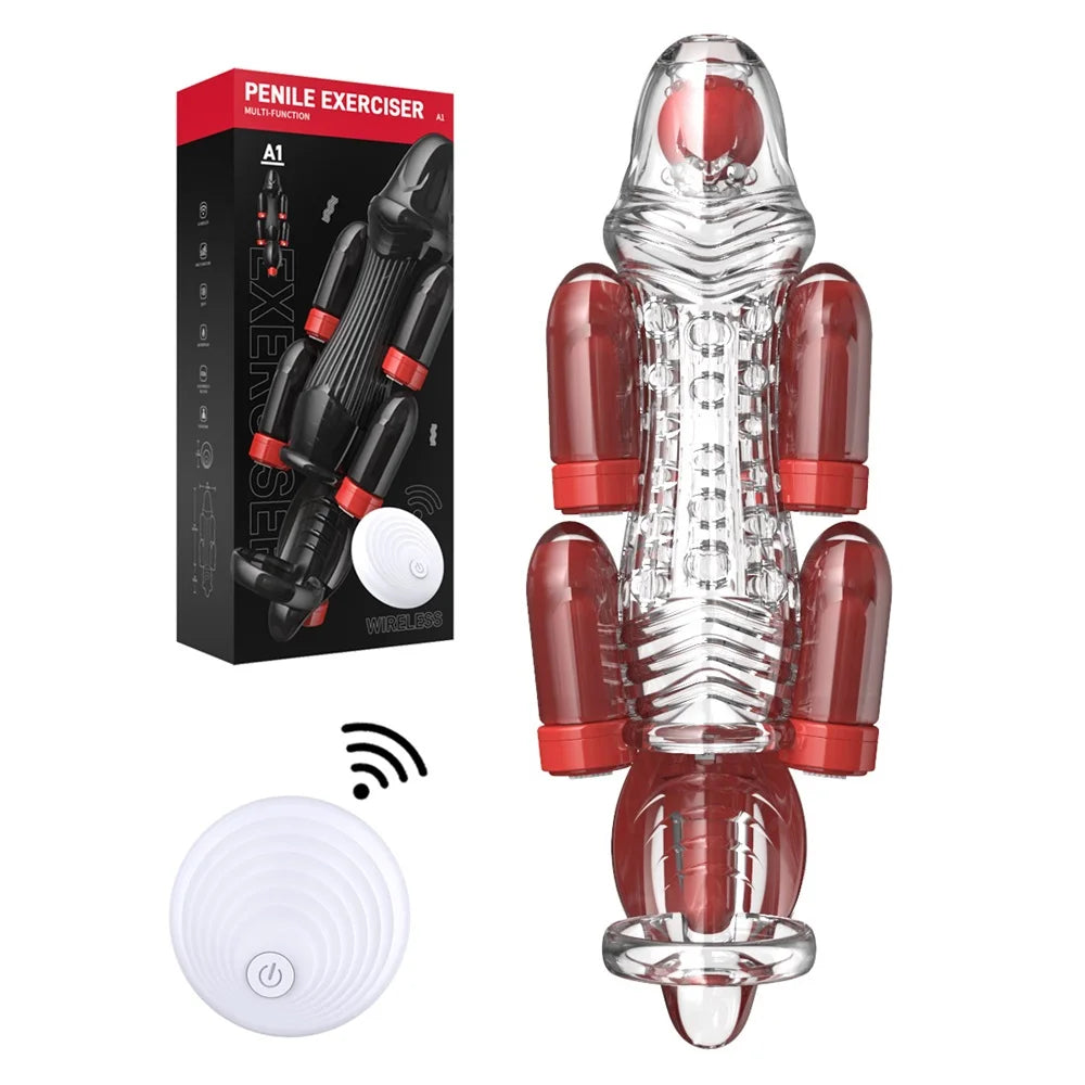 Sex Toy For Men Penis Vibrators Male Masturbation Adult Glans Trainer Male Delay Lasting Trainer 6 Powerful Bullet Vibrators