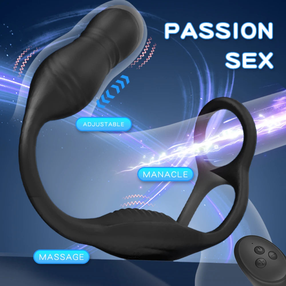 Male Thrusting Prostate Massager Vibrator for Men Gay Anal Plug Delay Ejaculation Wireless Remote Butt Plug Sex Toy for Couples