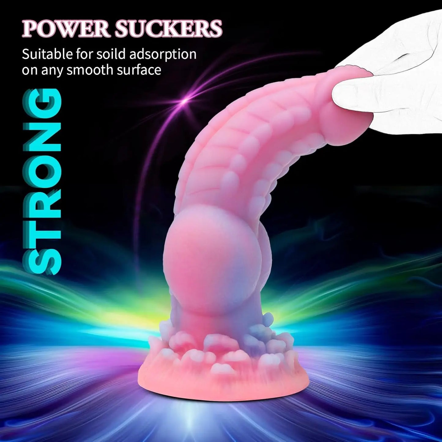Realistic Dog Dildo 8.5inch Fantasy Monster Dildos Luminous Silicone Thick Pink Dildo Anal Toy with Suction Cup for Women Men