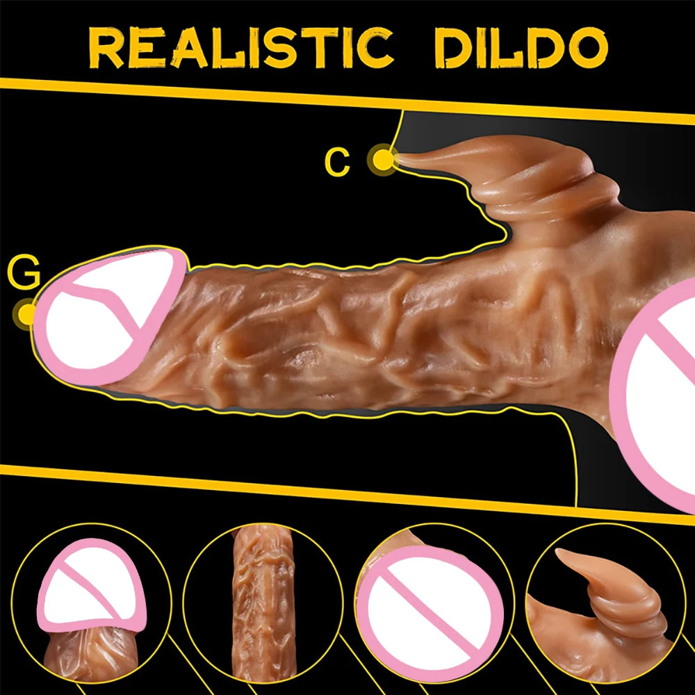 Realistic Dildo Vibrator for Women Thrusting Penis G Spot Clitoral Stimulation Telescopic Dick Handheld Adult Sex Toys Couples