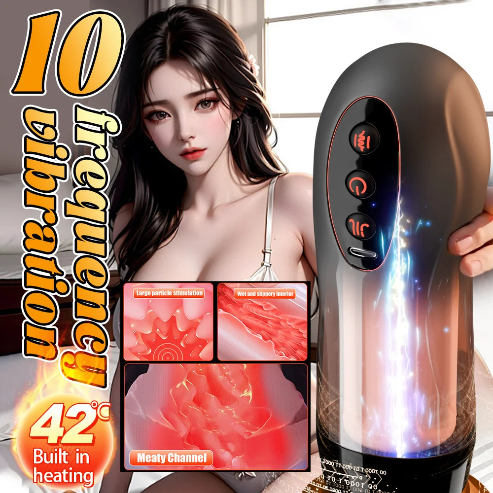 Sex Toy For Men Men's Masturbation Cup Heating Stimulation Vibrator Sexy Voice Free Portable Bracket Suction Cup Pocket Pussy