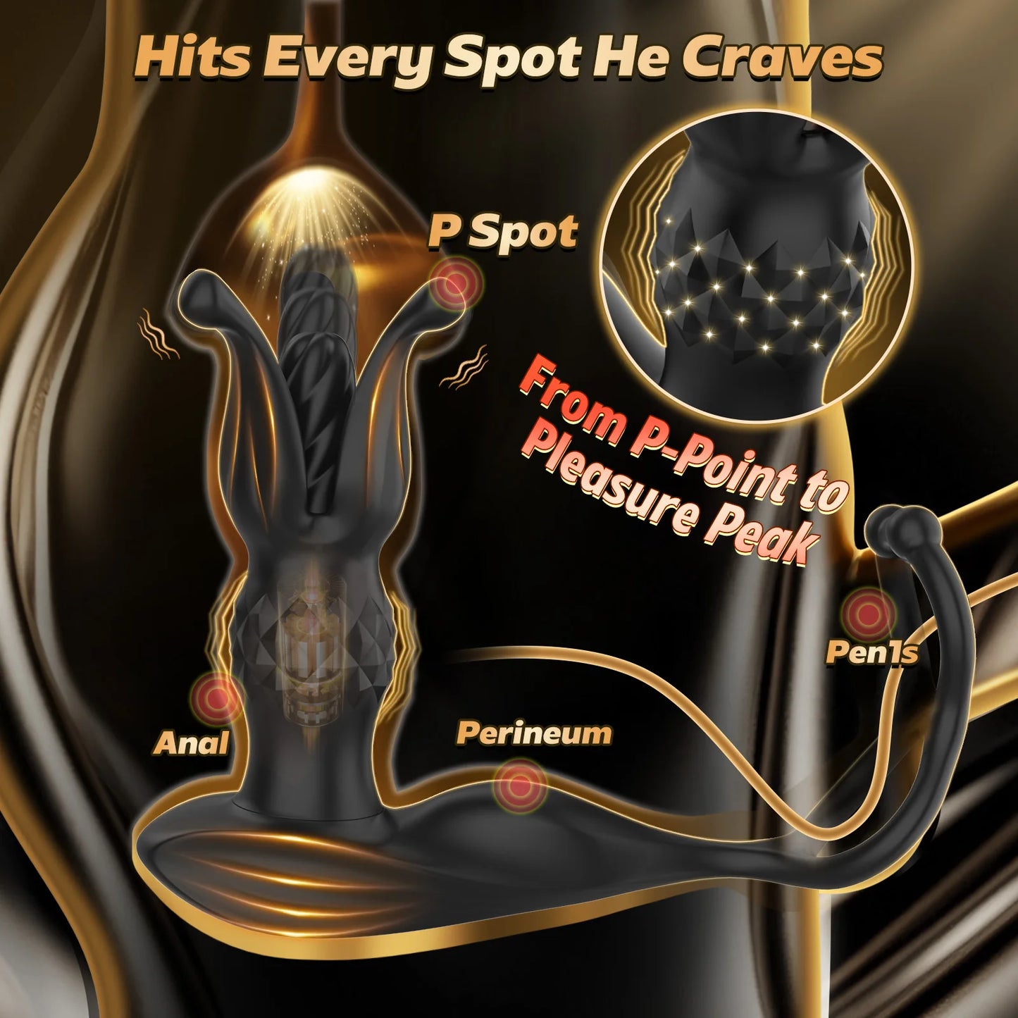 Thrusting Dildo Male Prostate Massager Butt Plug Anal Vibrator Expander with Dual Cock Rings Sex Toy for Men Gay Adult Pleasure