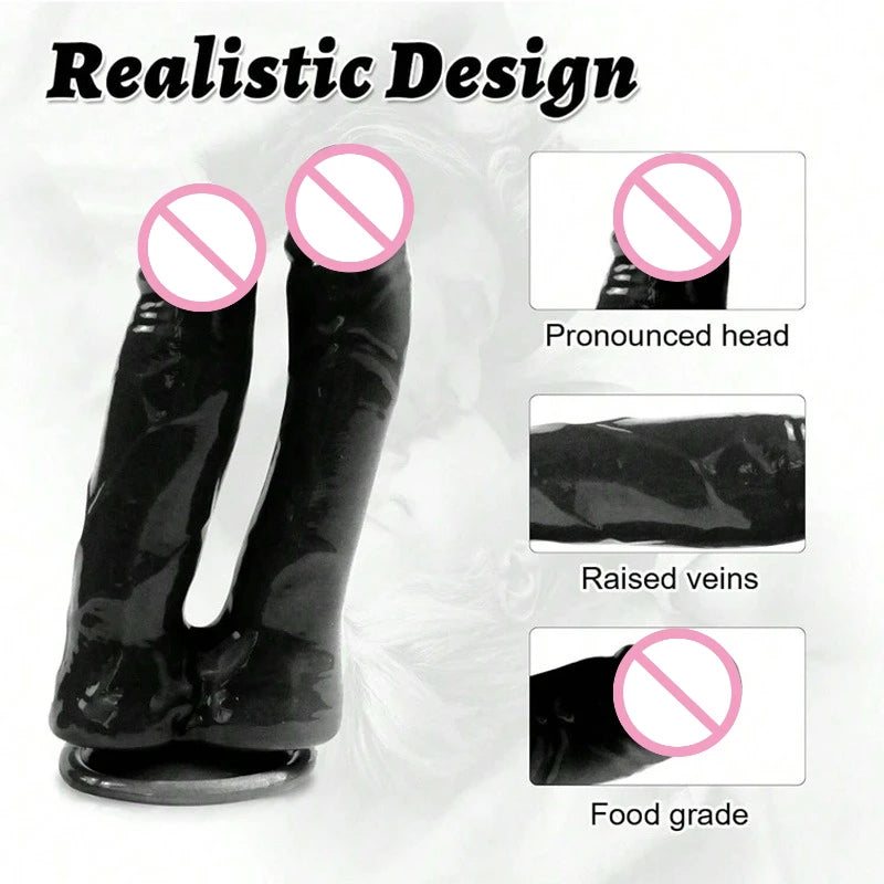 Double Dildos Female Masturbation Double Vagina  Anus Big Penis G-spot Strong Suction Cup,suitable for Female Couples Sex Toy18+