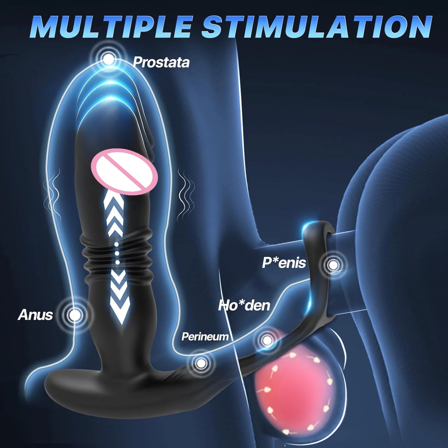 Male Prostate Massage Telescoping Vibrator Anal Butt Plug Vibrator Delay Ejaculation Penis Ring Dildos Sex Toys for Men Gay 18+