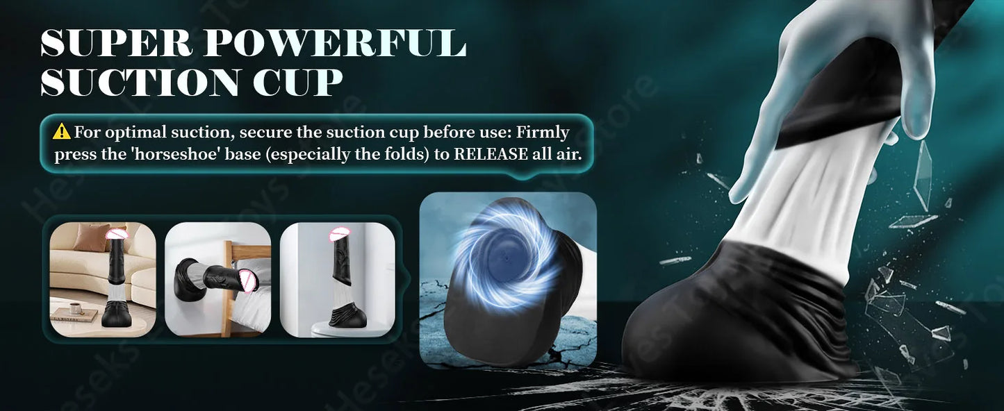 HESEKS 4IN1 Thrusting Horse Dildo Vibrator Big Monster Dildos with Remote Control Anal Stimulator Female Masturbator for Women