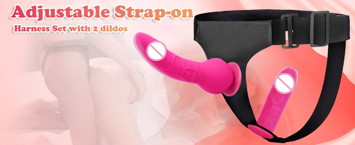 Double Strapon Dildo Dual Penetration Penis with Belt,Sexual Harness with Double Penis for Adults,Sexy You for Women Lesbian