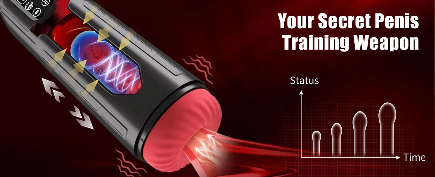 Male Sex Toys Penis Pump with 9 Sucking & Vibrating & Thrusting 3D Textured Sleeve Heating Blowjob Mens Sex Toy Adult Toys LCD