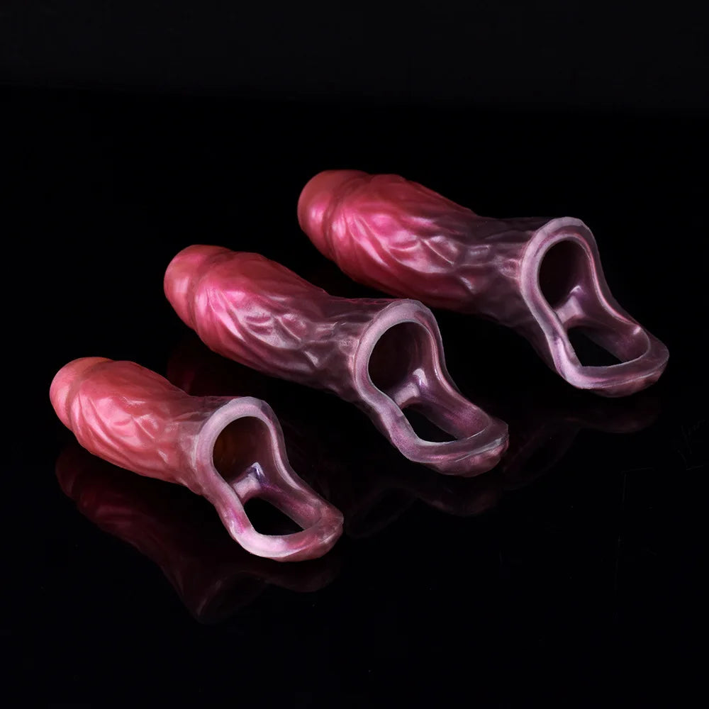 YOCY Silicone Penis Sleeve S,M,L Size Open-ended Animal Dildo Sheath Texture Massager Sex Toy For Men Women