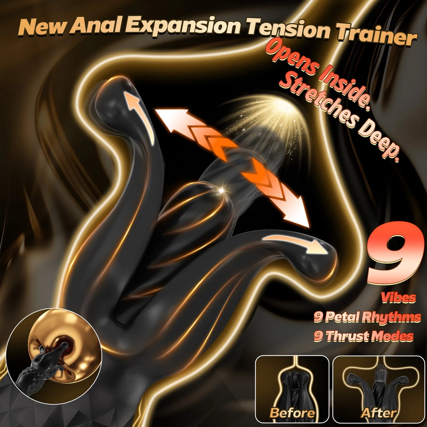 Thrusting Dildo Male Prostate Massager Butt Plug Anal Vibrator Expander with Dual Cock Rings Sex Toy for Men Gay Adult Pleasure