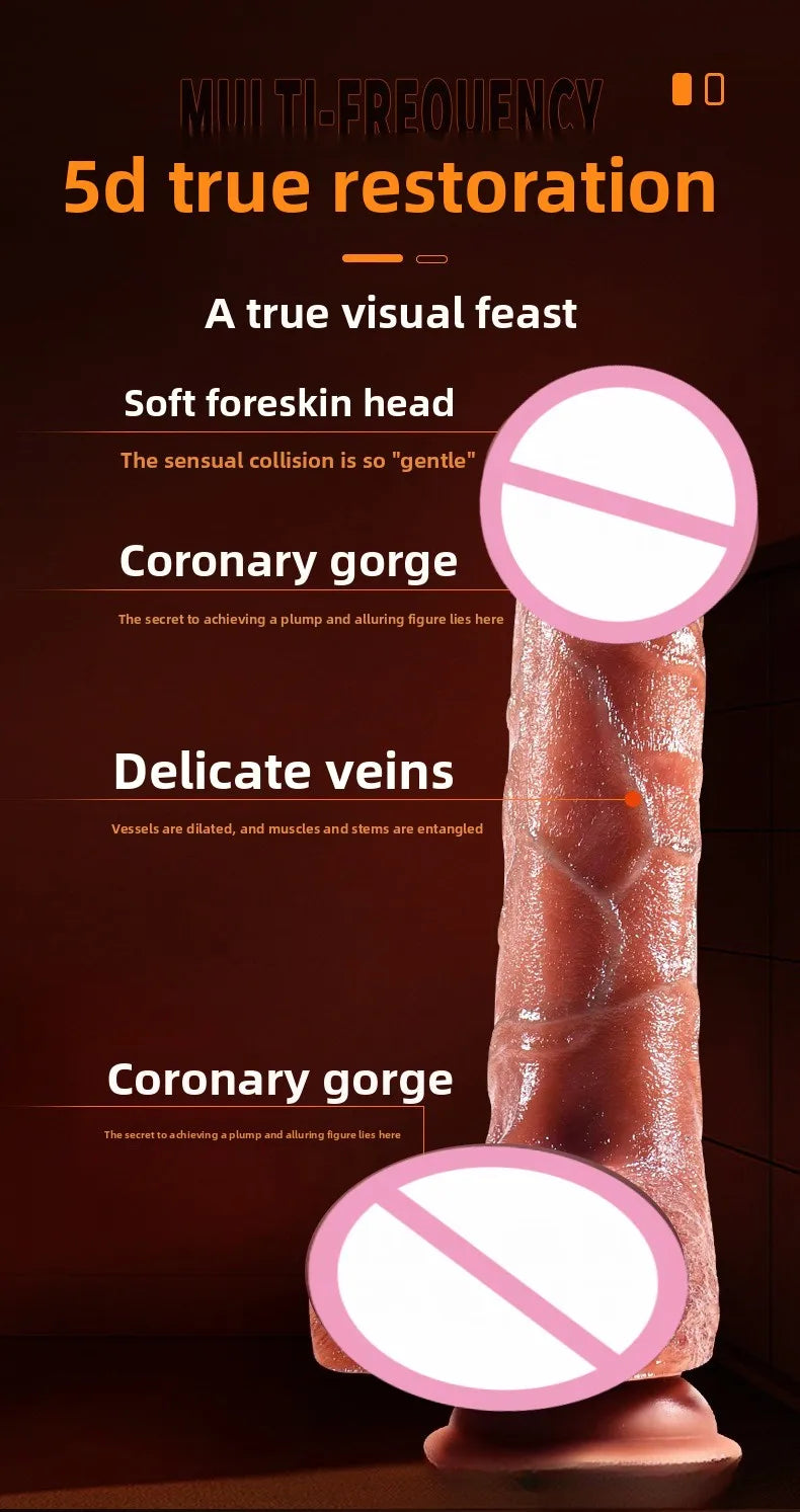 Silicone Foreskin Dildo with Telescopic Rocking Vibrator Anal Plug Female Masturbator Clitoral Massage Sex Toy for Women