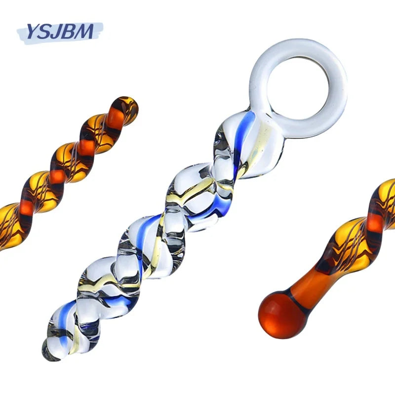 Crystal Glass Threaded Dildos with Realistic Penis Spiral G-Spot Anal Butt Plug for Women Lesbian Masturbator Adult Sex toys
