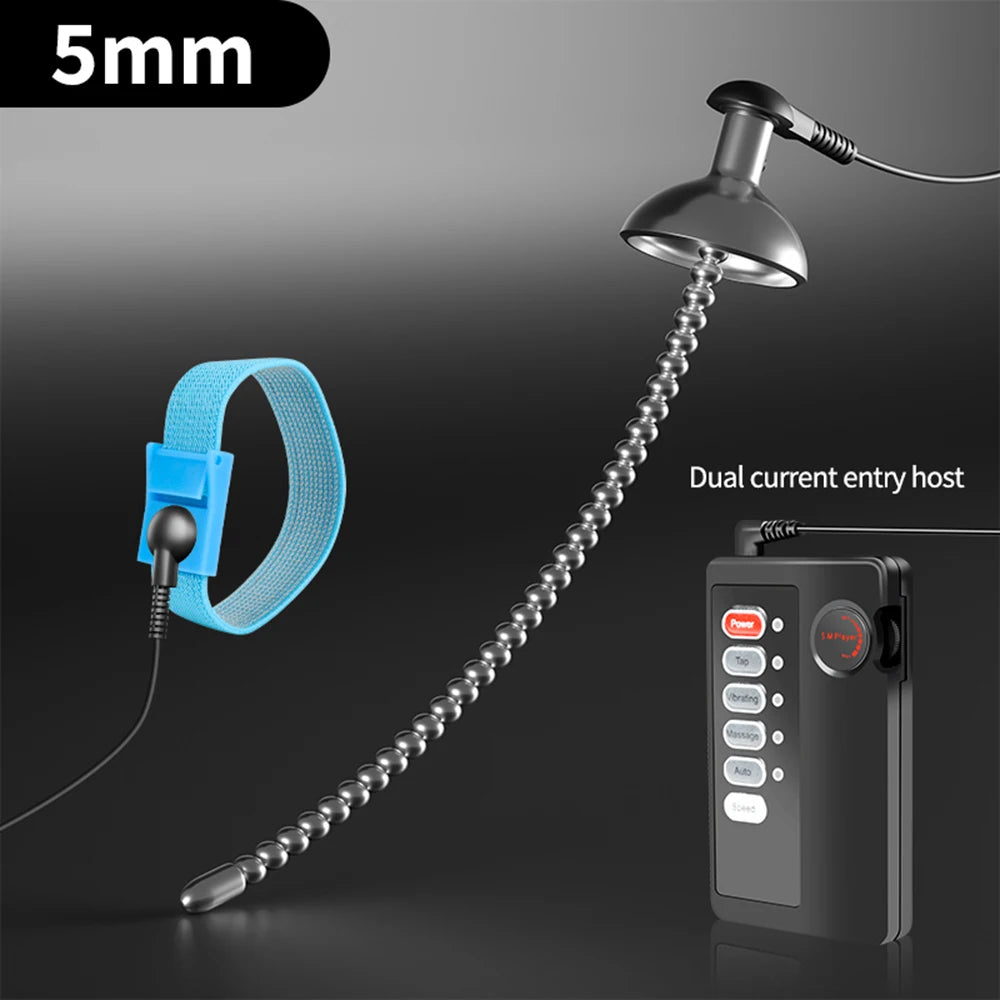 Male Masturbator Electro Shock Horse Eye Stick Penis Plug Bead Stimulator Adult Urethral Dilation Extender Plug Sex Toys For Men