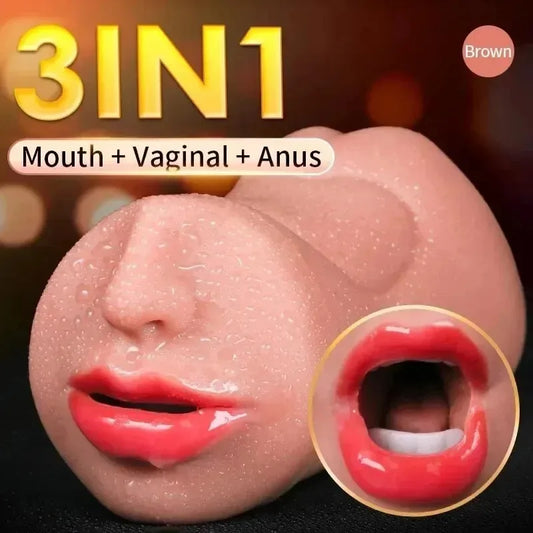 Adult Products, Men's Three in One Sex Toy, Airplane Cup, Deep Throat, Realistic Vagina, Realistic Anus, Artificial Mouth, 18+xx