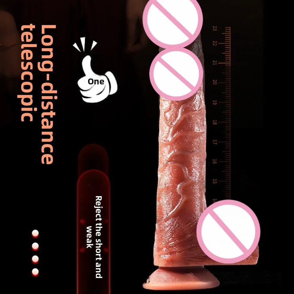 Silicone Foreskin Dildo with Telescopic Rocking Vibrator Anal Plug Female Masturbator Clitoral Massage Sex Toy for Women