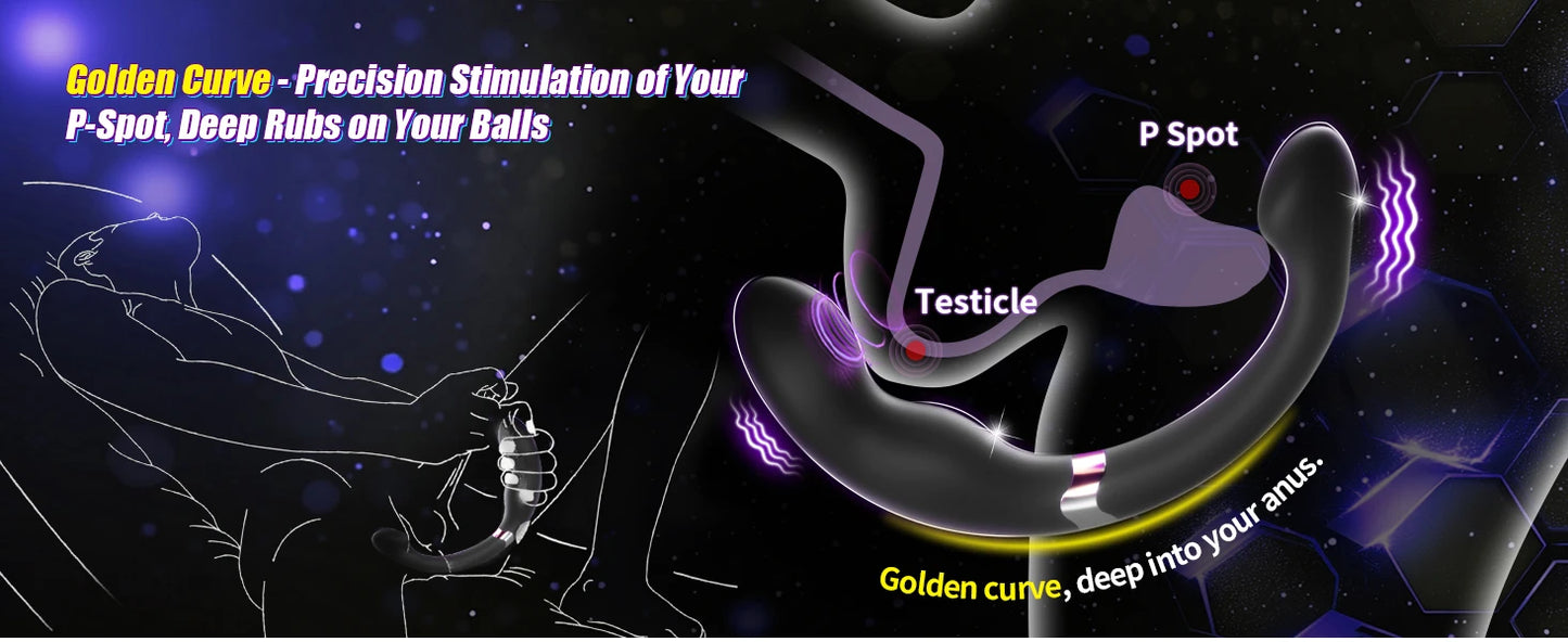 Male Anal Sex Toys Prostate Massager Vibrator for Men Gay Tapping Vibrating Curved Anal Dildo Butt Plug for Men Women Couples