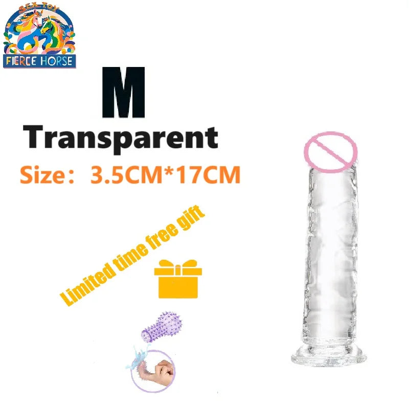 Women Gay Sex Toy ，Dildo for Women，Penis，Cock，Gode，White and Transparent Dildo，Strong Suction Cup，Anal Plug，Easy To Clean，G-spot