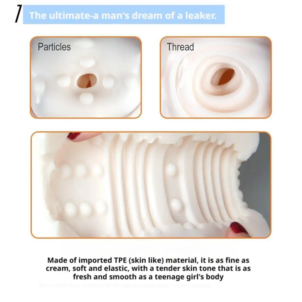 Realistic Male Masturbator with Suction & Thrusting - Portable Pocket Pussy, Discreet Sex Toy for Men