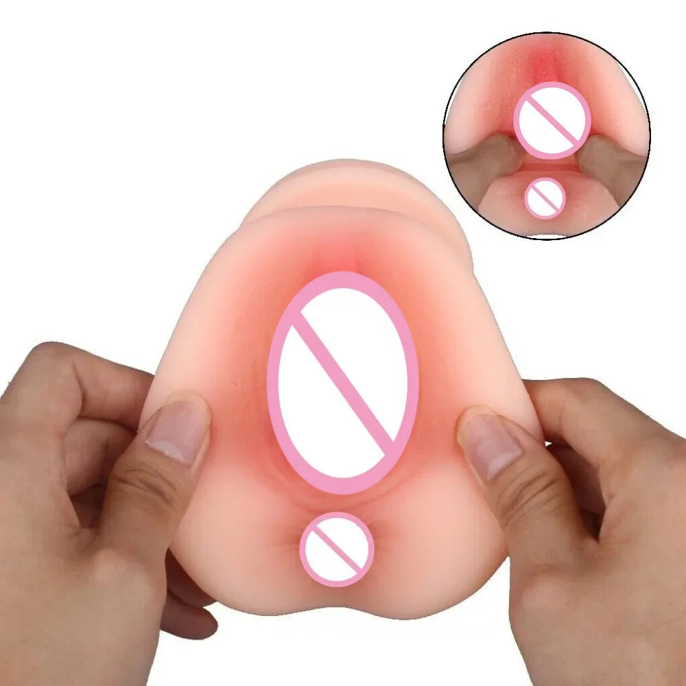 2 in 1 Realistic Vagina Anal Male Masturbator Sex Toys for Men with 3D Sex Portable Flesh Light Sex Doll Pocket Pussy for Men