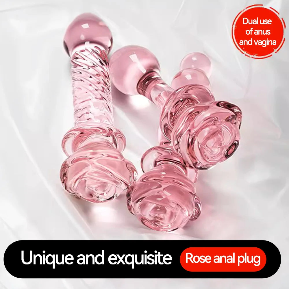 Sex Toy for Women Glass Anal Dildos Long Anal Plug Pink Glass Butt Plug Smooth But Plug Women Masturbation Dildos Female Sex Toy