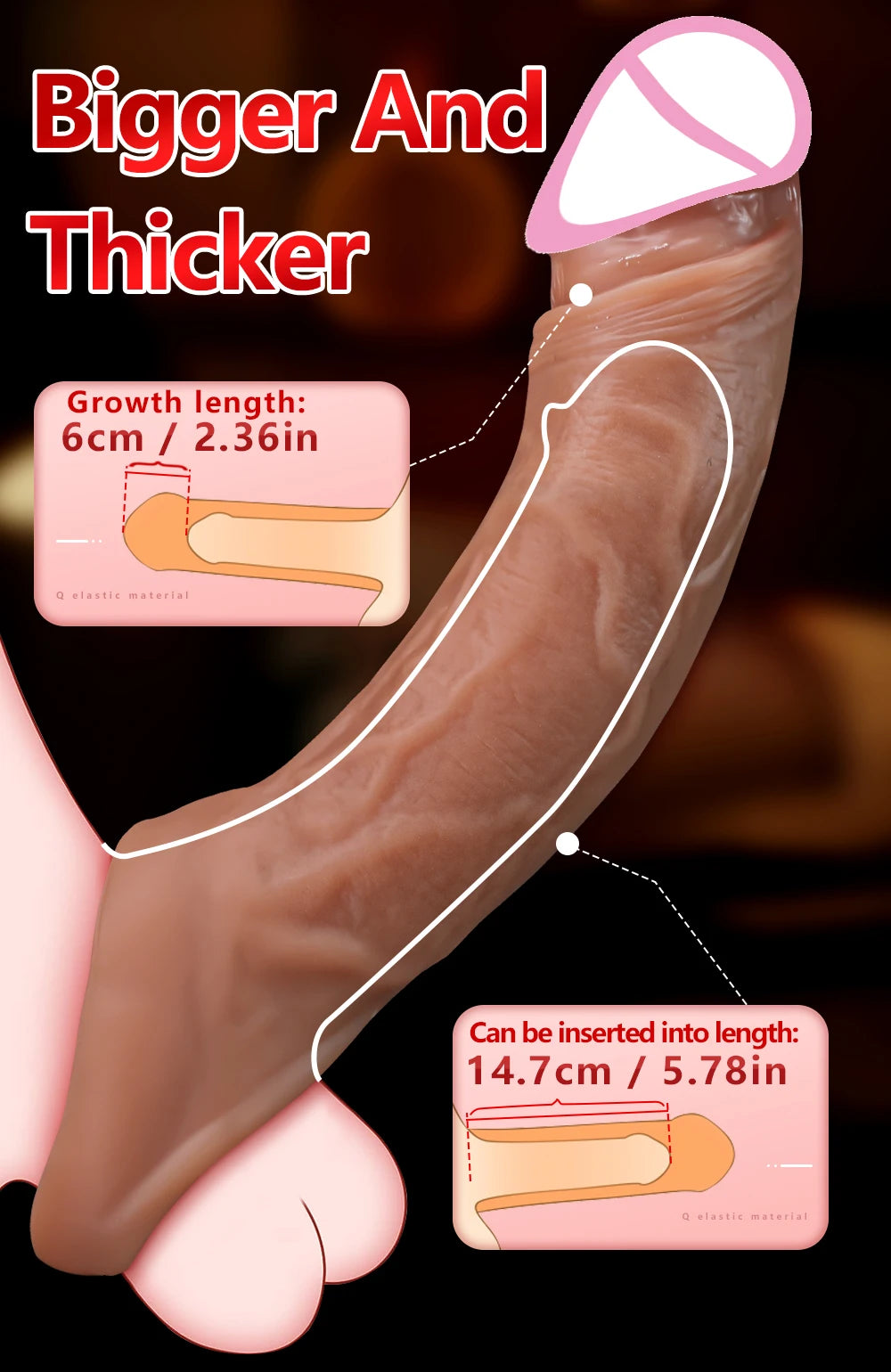 Sex Toy Vibrator for Men Penis Enlargement Sleeve Cover Case Cock Header Enlargement Extension Enhancement Men Silicone Condom