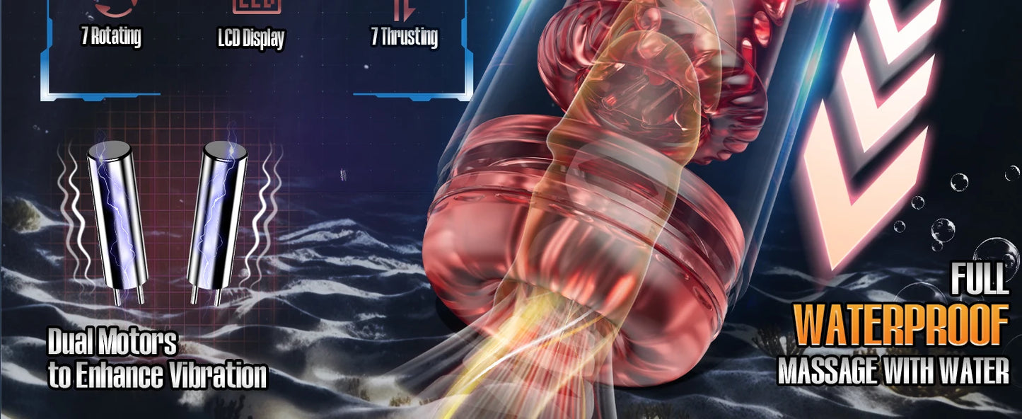 Automatic Male Masturbator Penis Pump Adult Sex Toy for Men Pocket Pussy with 7 Sucking and Thrusting Rotating Licking Stroker