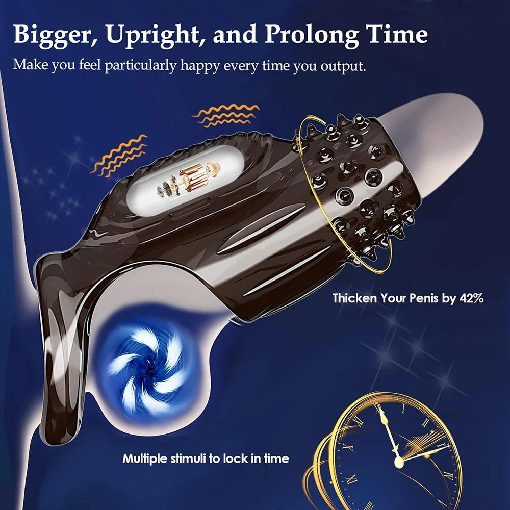 Vibrating Cock Ring for Men Silicone Penis Vibrator Intense Mens Vibrator Longer Harder Stronger Erection Adult Sex Toy for Men