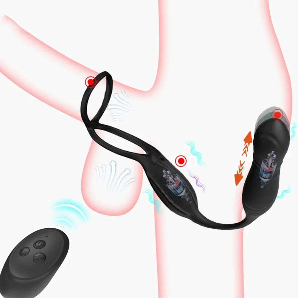 Male Thrusting Prostate Massager Vibrator for Men Gay Anal Plug Delay Ejaculation Wireless Remote Butt Plug Sex Toy for Couples