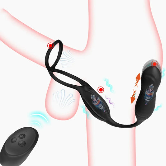 Male Thrusting Prostate Massager Vibrator for Men Gay Anal Plug Delay Ejaculation Wireless Remote Butt Plug Sex Toy for Couples