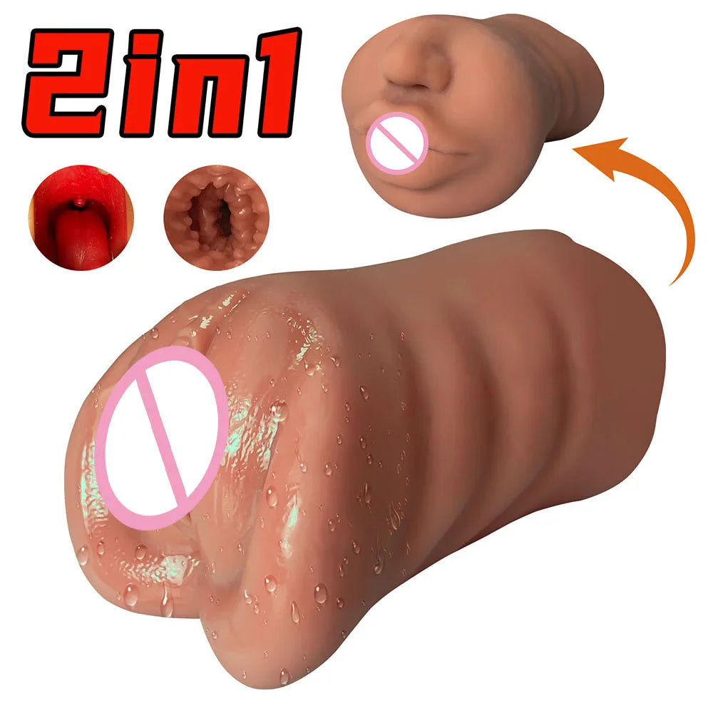 2 in 1 Pocket Pussy Male Masturbator Adult Sex Toys For Men Penis Stimulation Male Blowjob Stroker Toy