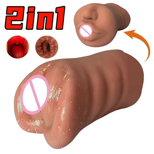 2 in 1 Pocket Pussy Male Masturbator Adult Sex Toys For Men Penis Stimulation Male Blowjob Stroker Toy