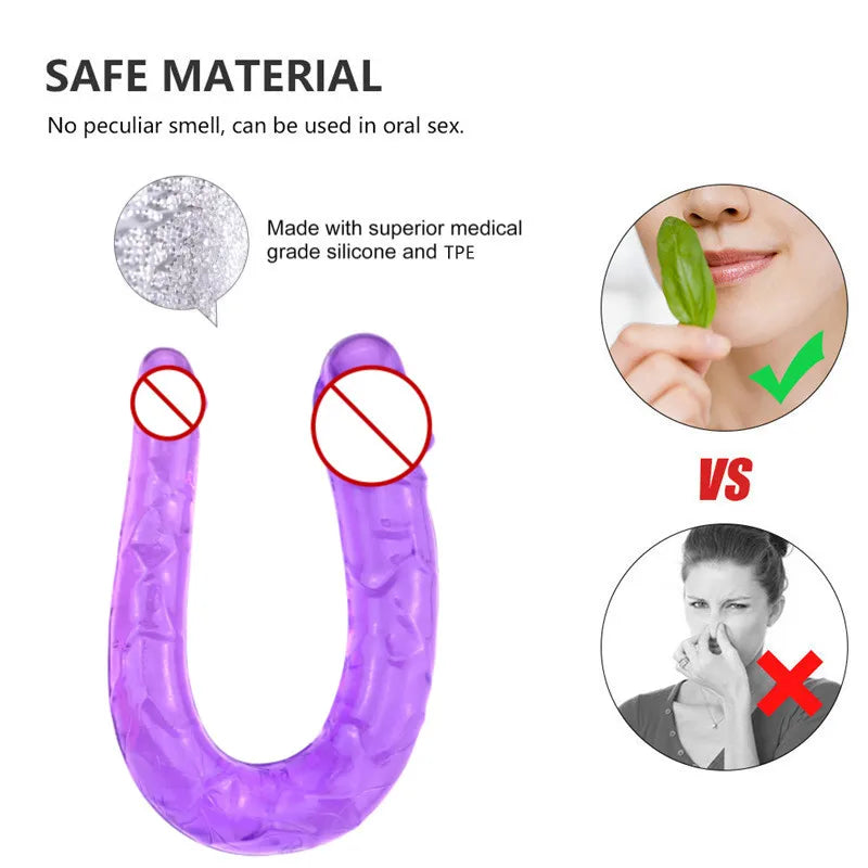 Double Head Dildos Realistic Penis Dildo Flexible Soft Crystal Jelly Dildo Sex Toys for Woman Big Penis G-spot Anal Stimulator