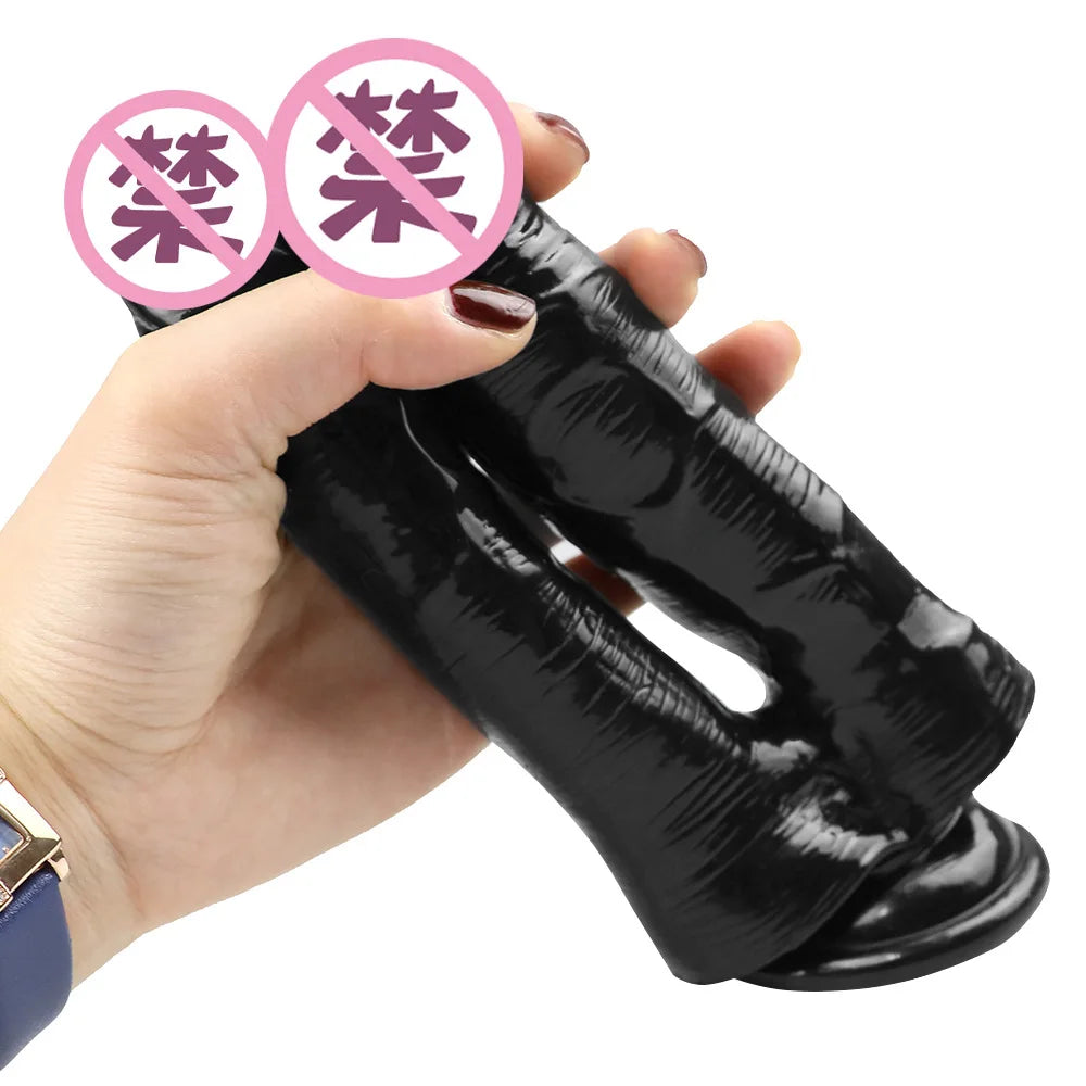 Realistic Double Ended Dildo Sex Toy for Women or Couples Dual Sided Headed Penetration Dong Device with Simulated Penile Sucker