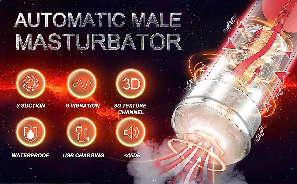 Male Masturbator Penis Pump Men Sex Toy Pocket Pussy Stroker 3D Realistic Textured 9 Vibration & 3 Suction Blowjob Machine